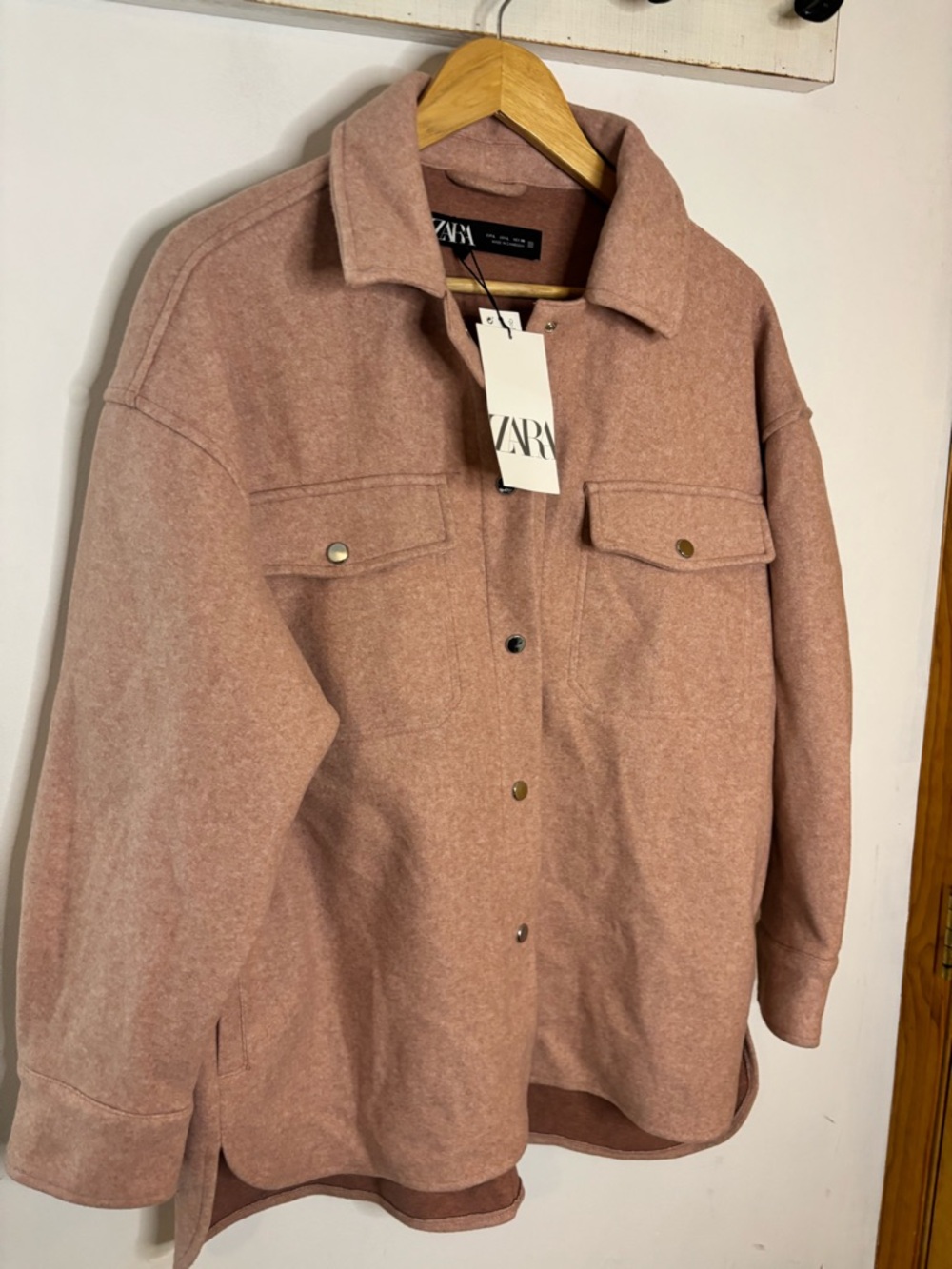 NWT Zara Shacket Jacket in Dusty Pink Oversized Fit - Picture 5 of 6